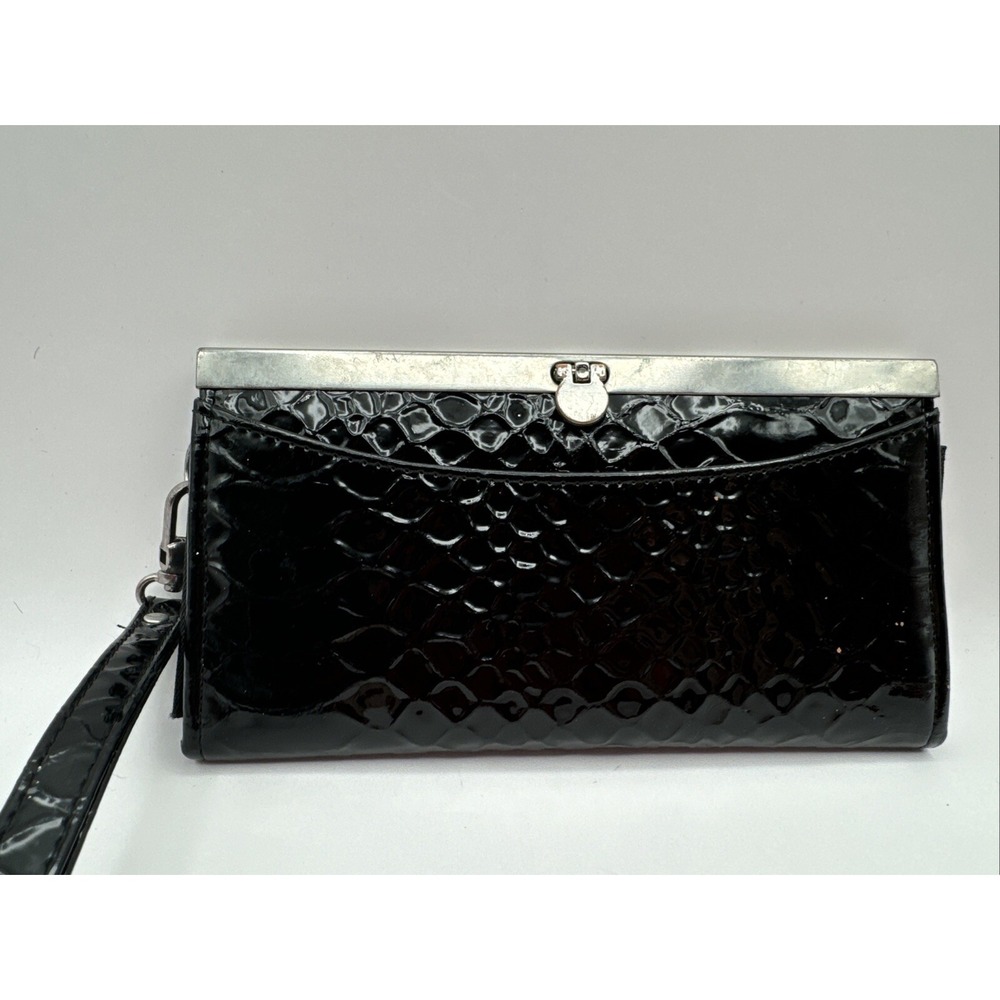 Fashion Elegant Black Faux Leather Clutch Wristlet Cardholder Walletโ